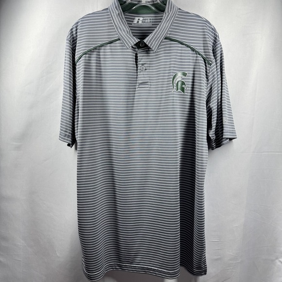 Russell Kemp Other - Michigan State Spartans Shirt Mens Large NCAA Basketball Russell Poly Striped